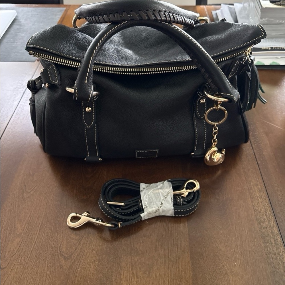 Dooney & Bourke Black Satchel with Gold Accents
